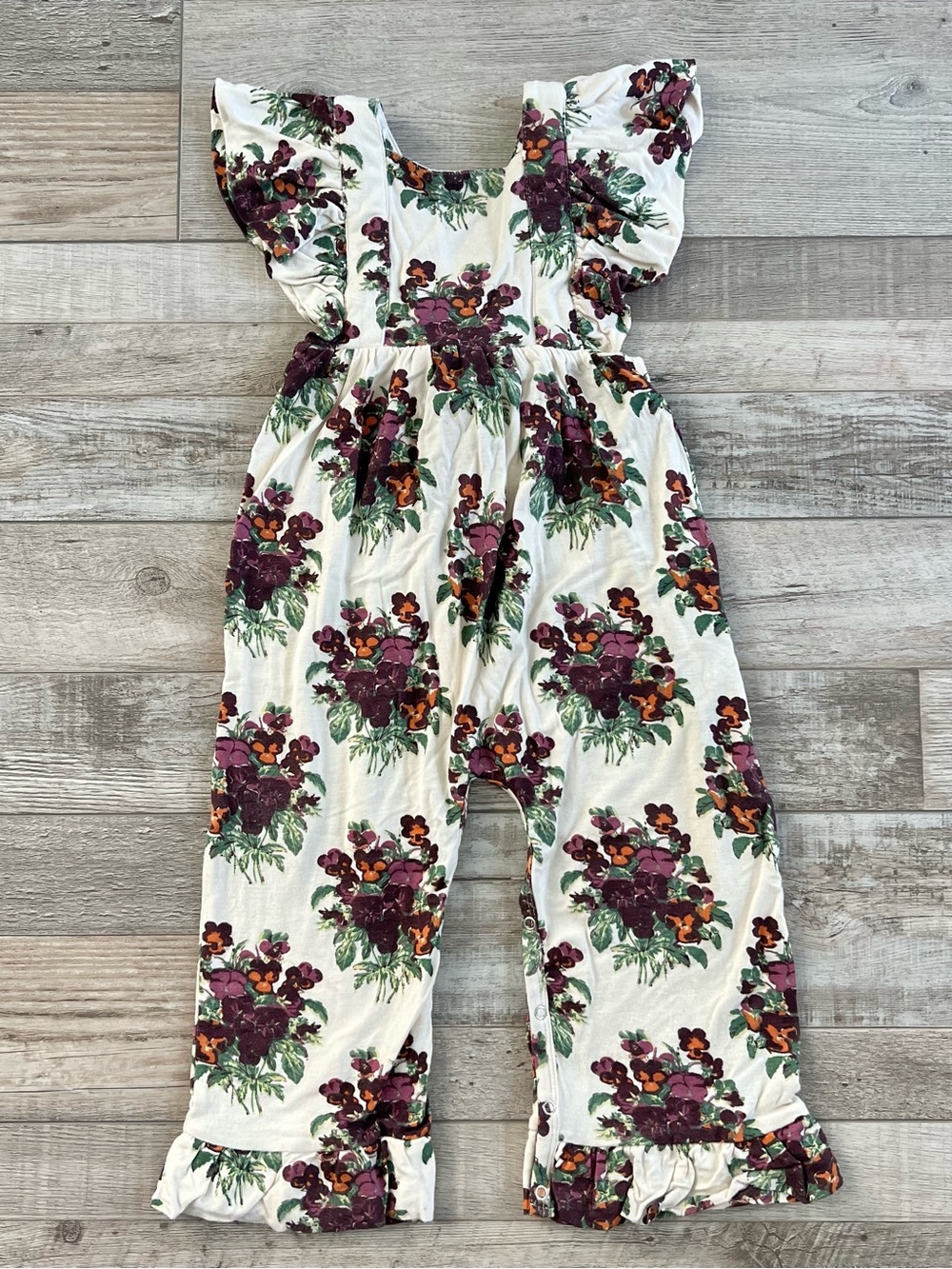 Kate Quinn Girls Bamboo Ruffle Strap Coveralls Size 2T